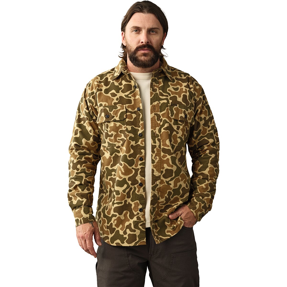 Image of Filson Field Flannel Shirt - Men's Buckskin Camo, S