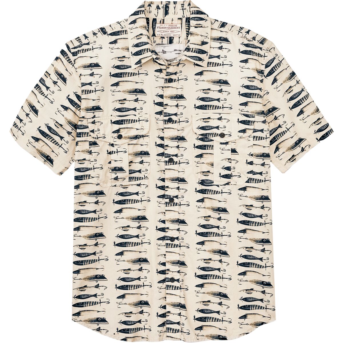 Filson Filson Washed Short-Sleeve Feather Cloth Shirt - Men's Natural/Lures, L