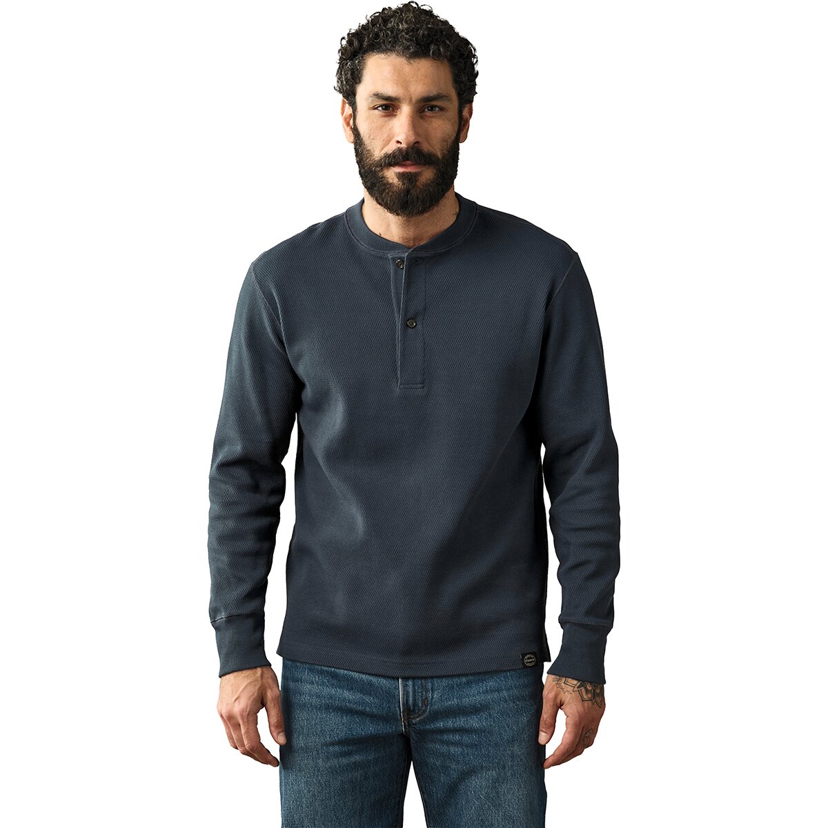Image of Filson Waffle Knit Henley - Men's Blue Mussel, XL