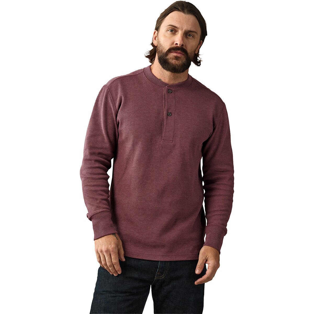 Image of Filson Waffle Knit Henley - Men's Dark Port Heather, XXL