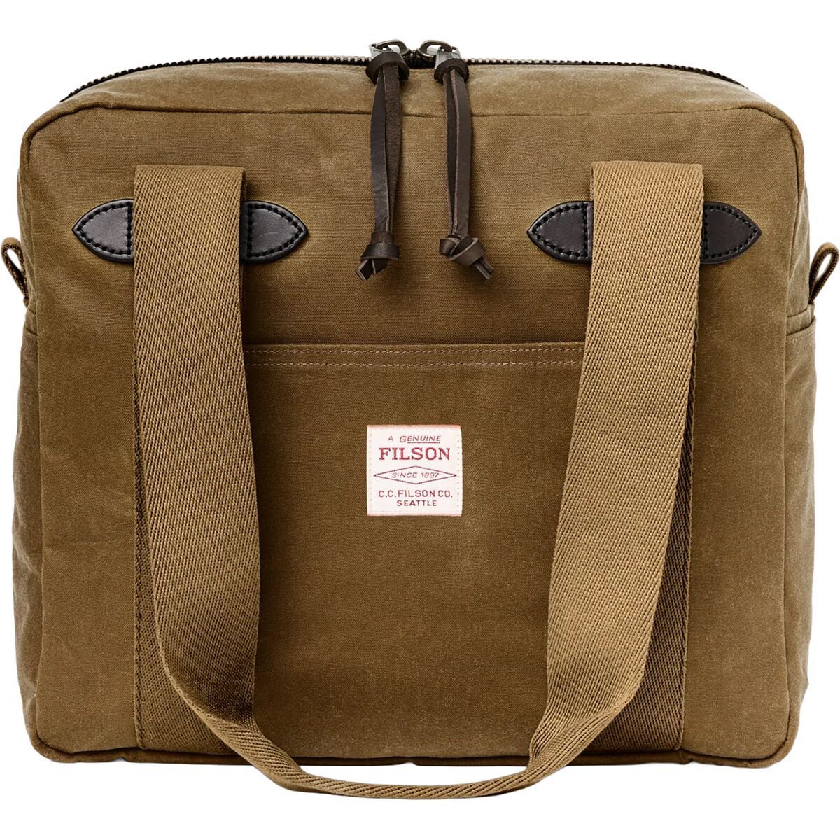 Image of Filson Tin Cloth Tote Bag + Zipper Dark Tan, One Size