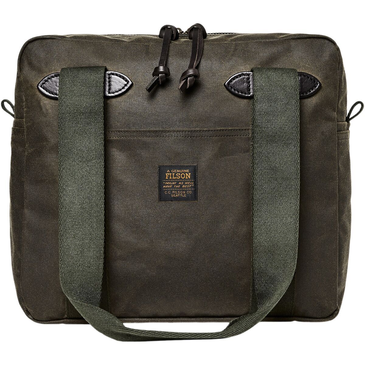 Image of Filson Tin Cloth Tote Bag + Zipper Otter Green, One Size