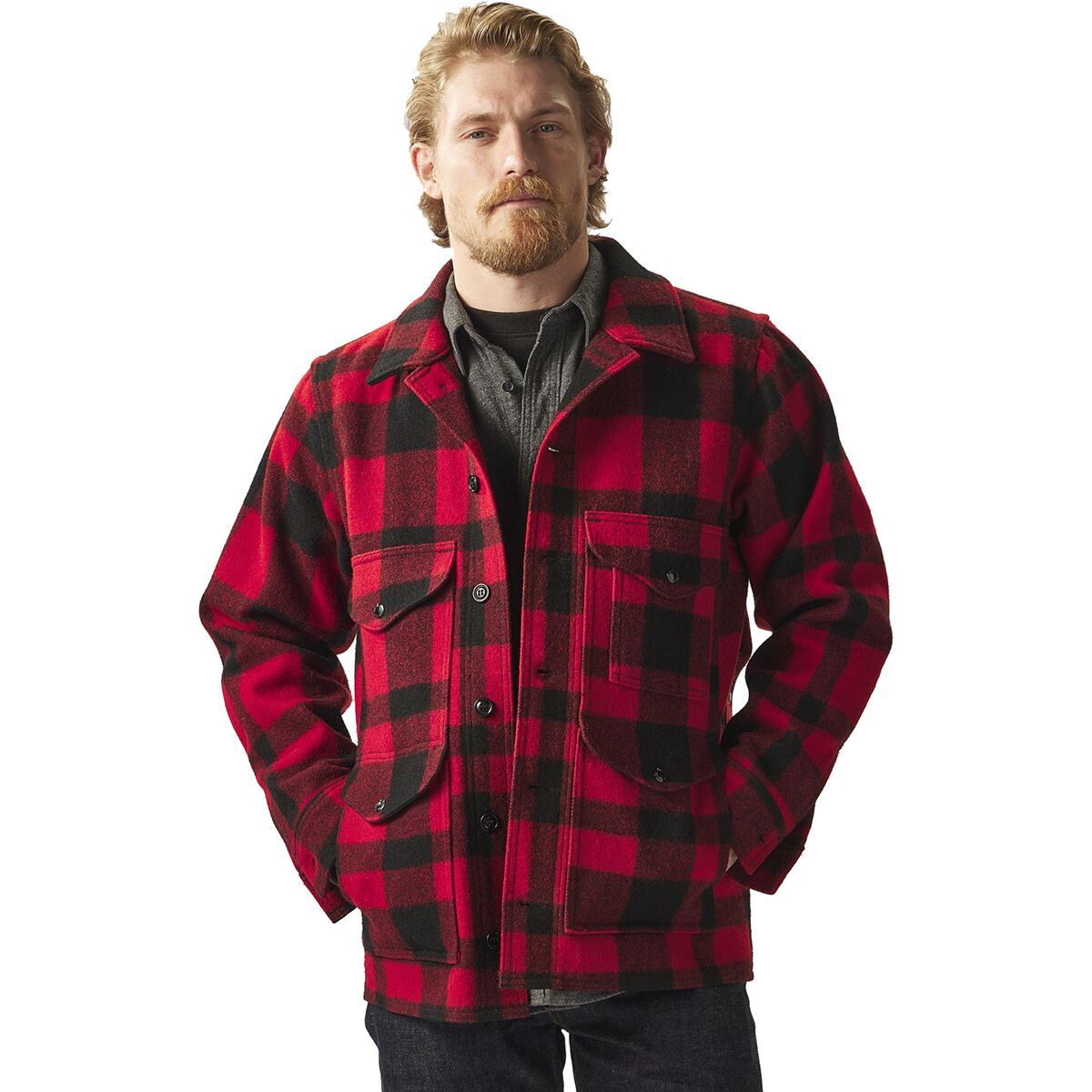 Image of Filson Mackinaw Cruiser Jacket - Men's Red/Black, L