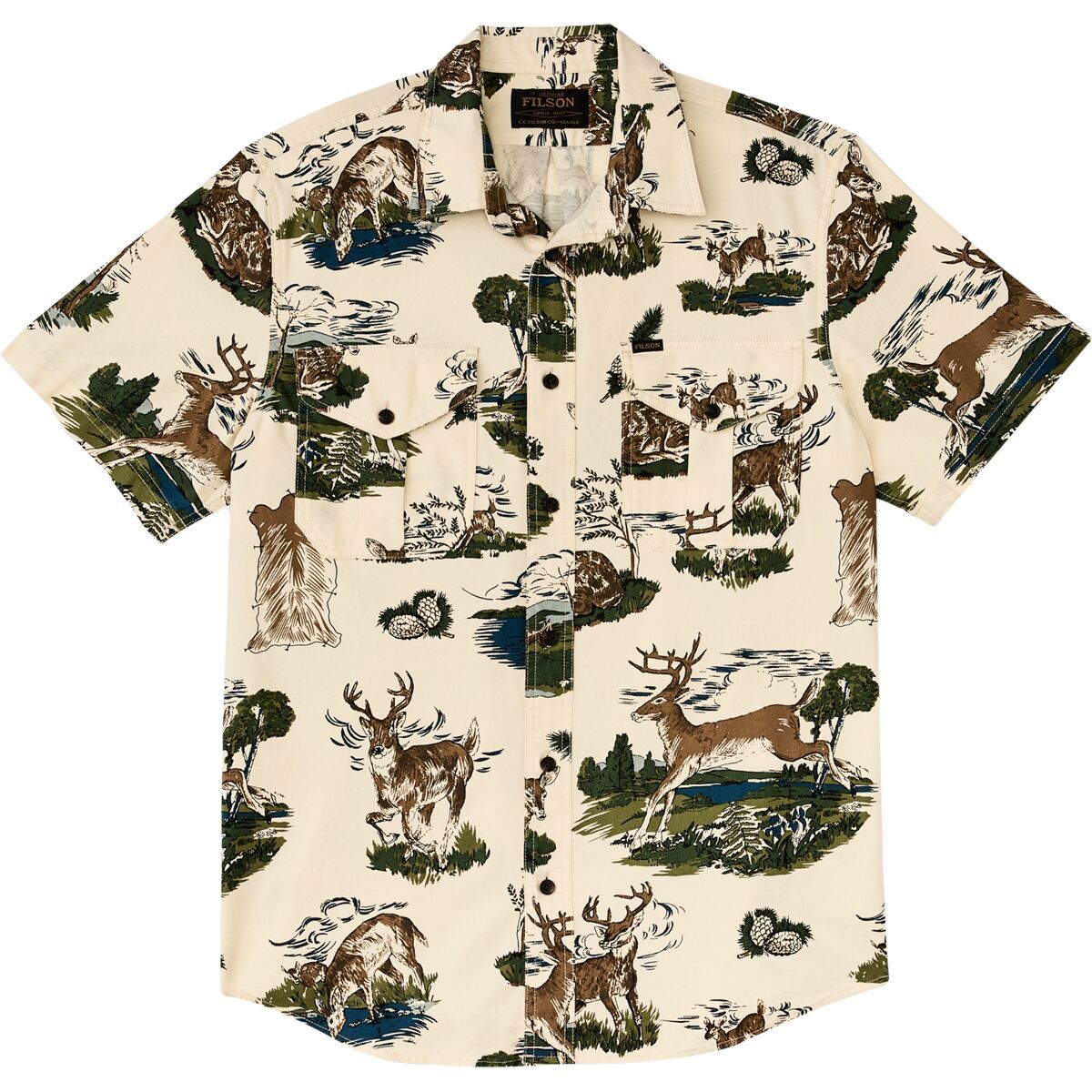 Image of Filson Alaskan Guide Lightweight Short-Sleeve Shirt - Men's VtgWtDeers, S