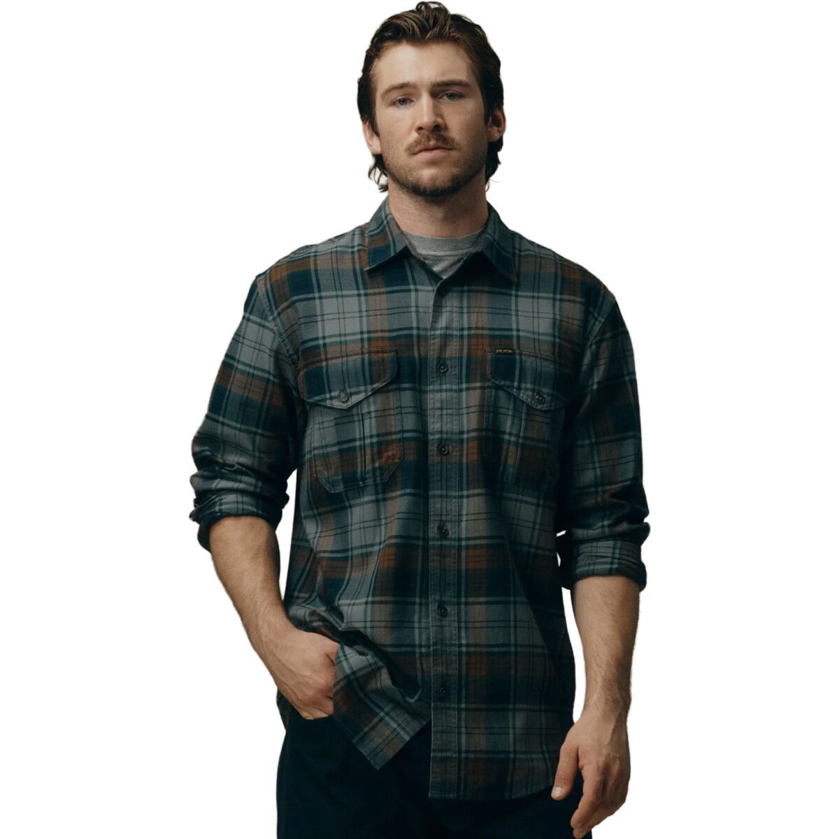 Image of Filson Lightweight Alaskan Guide Shirt - Men's Gray Navy, M