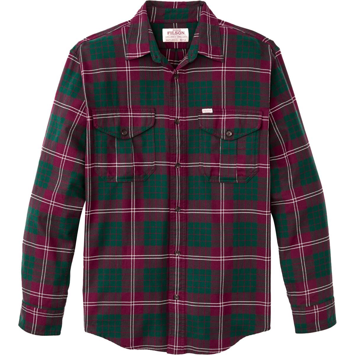 Image of Filson Lightweight Alaskan Guide Shirt - Men's Green Burgndy, L