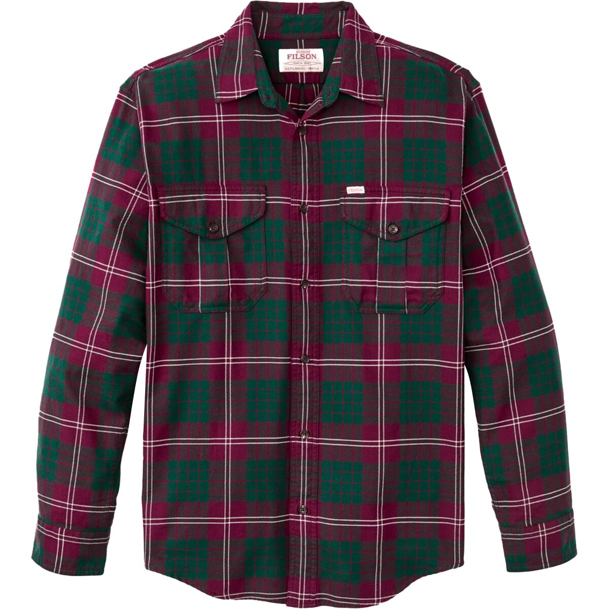 Image of Filson Lightweight Alaskan Guide Shirt - Men's Green Burgndy, S