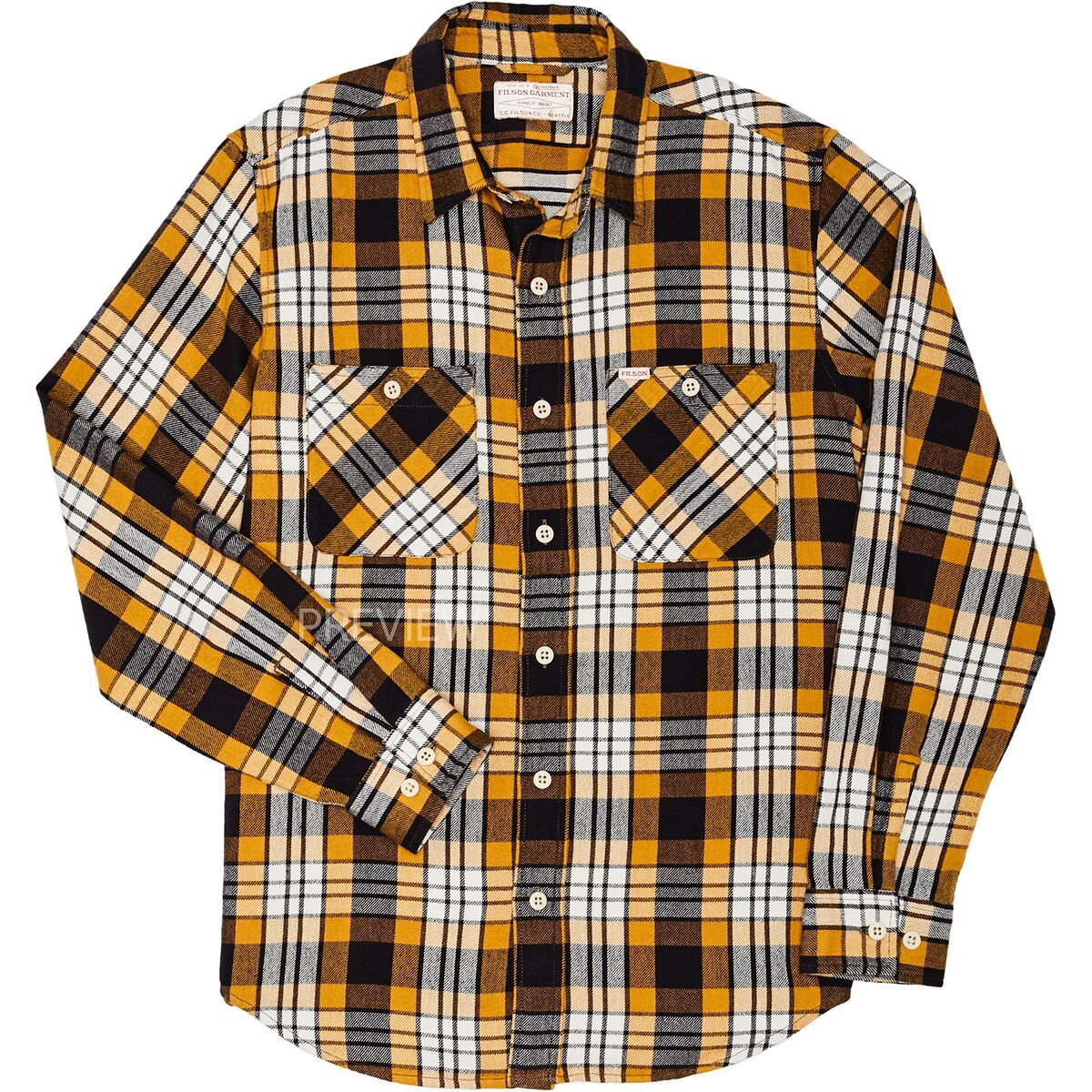 Image of Filson Lightweight Vintage Flannel Shirt - Men's Yellow Fade Black, M