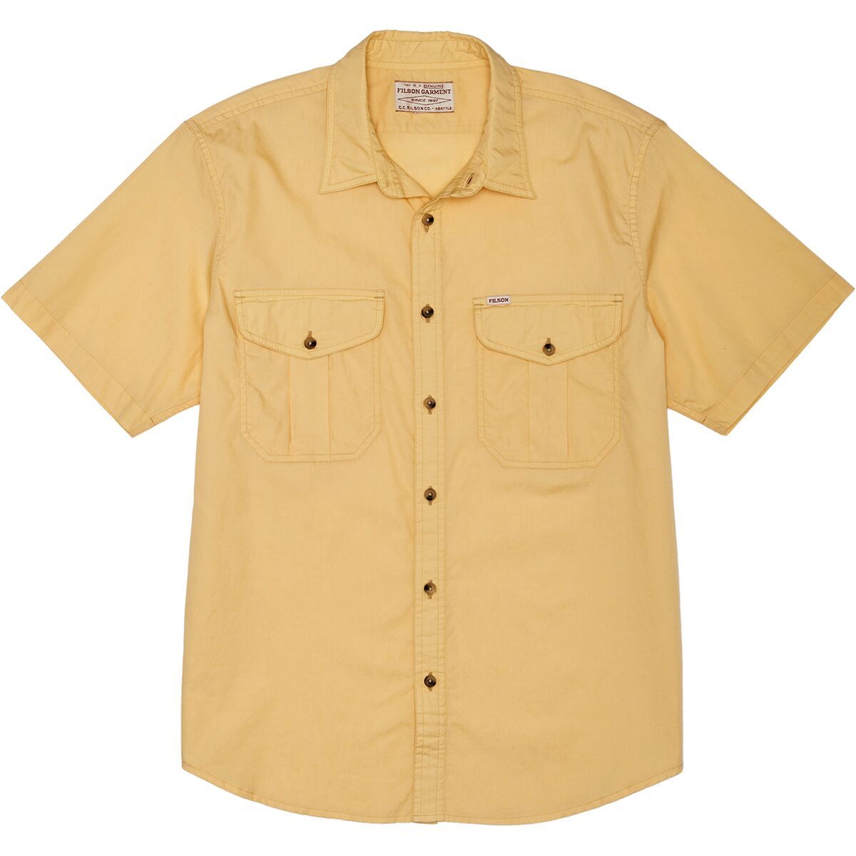 Filson Washed Short-Sleeve Feather Cloth Shirt - Men's Straw, XXL