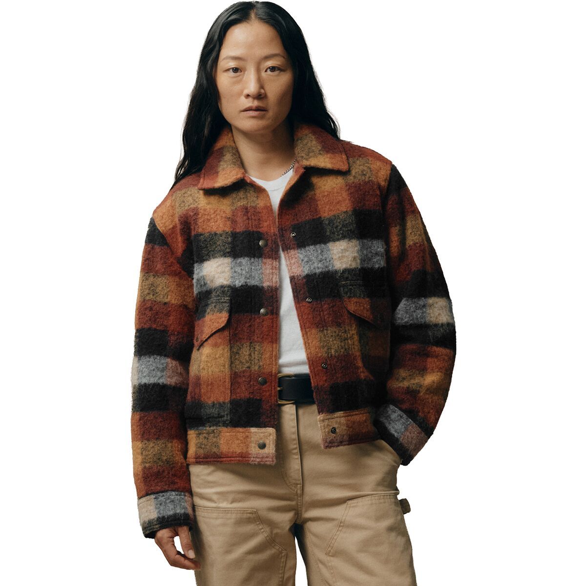 Image of Filson Blanket Wool Jacket - Women's RedOrngeBl, XL