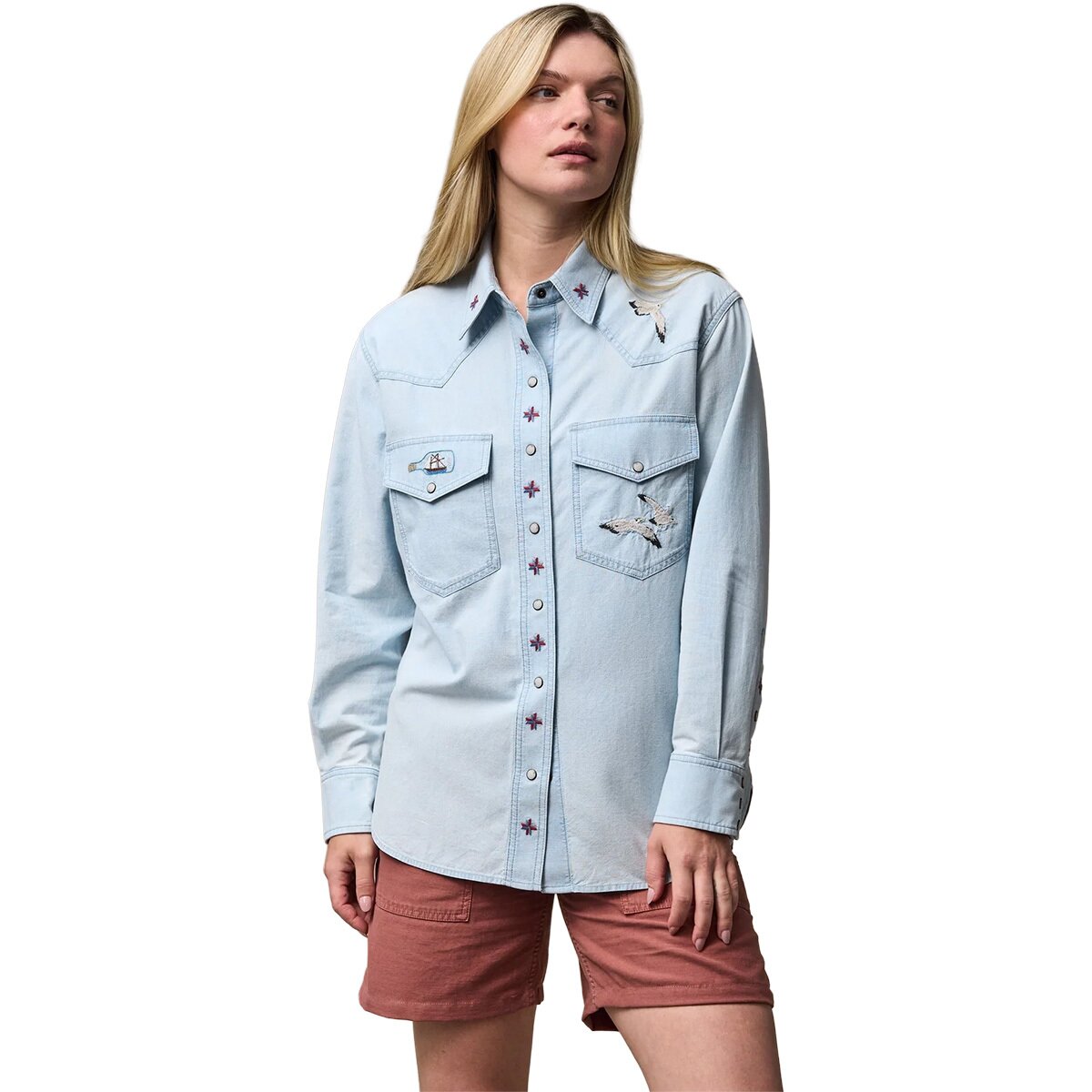 Image of Filson Embroidered Western Shirt - Women's Light Indigo, M
