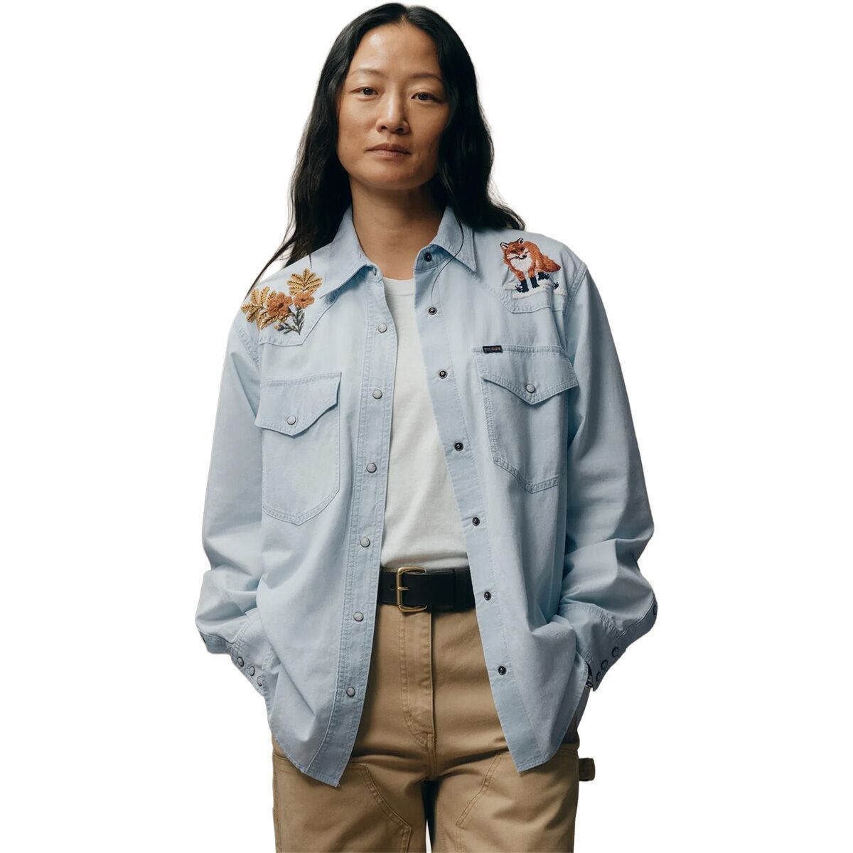 Image of Filson Embroidered Western Shirt - Women's Light Indigo, XS