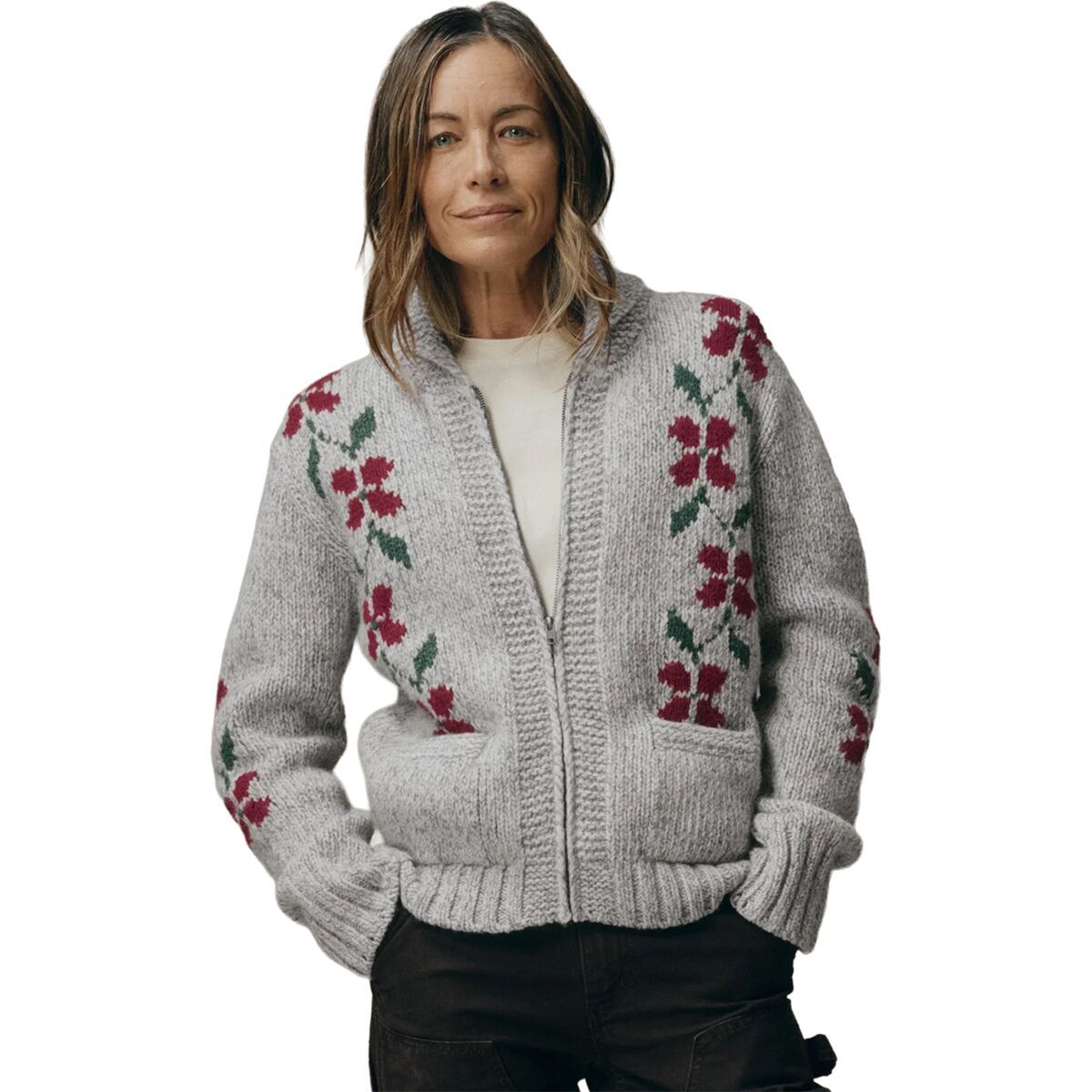 Filson Zippered Wool Sweater - Women's GrayFlower, S