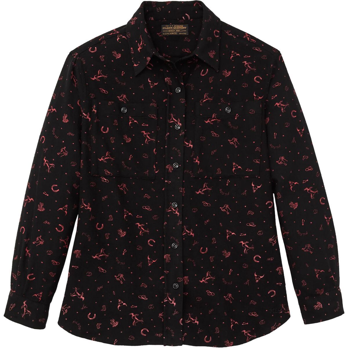 Image of Filson The Rangeland Flannel Shirt - Women's BlackRed, XS