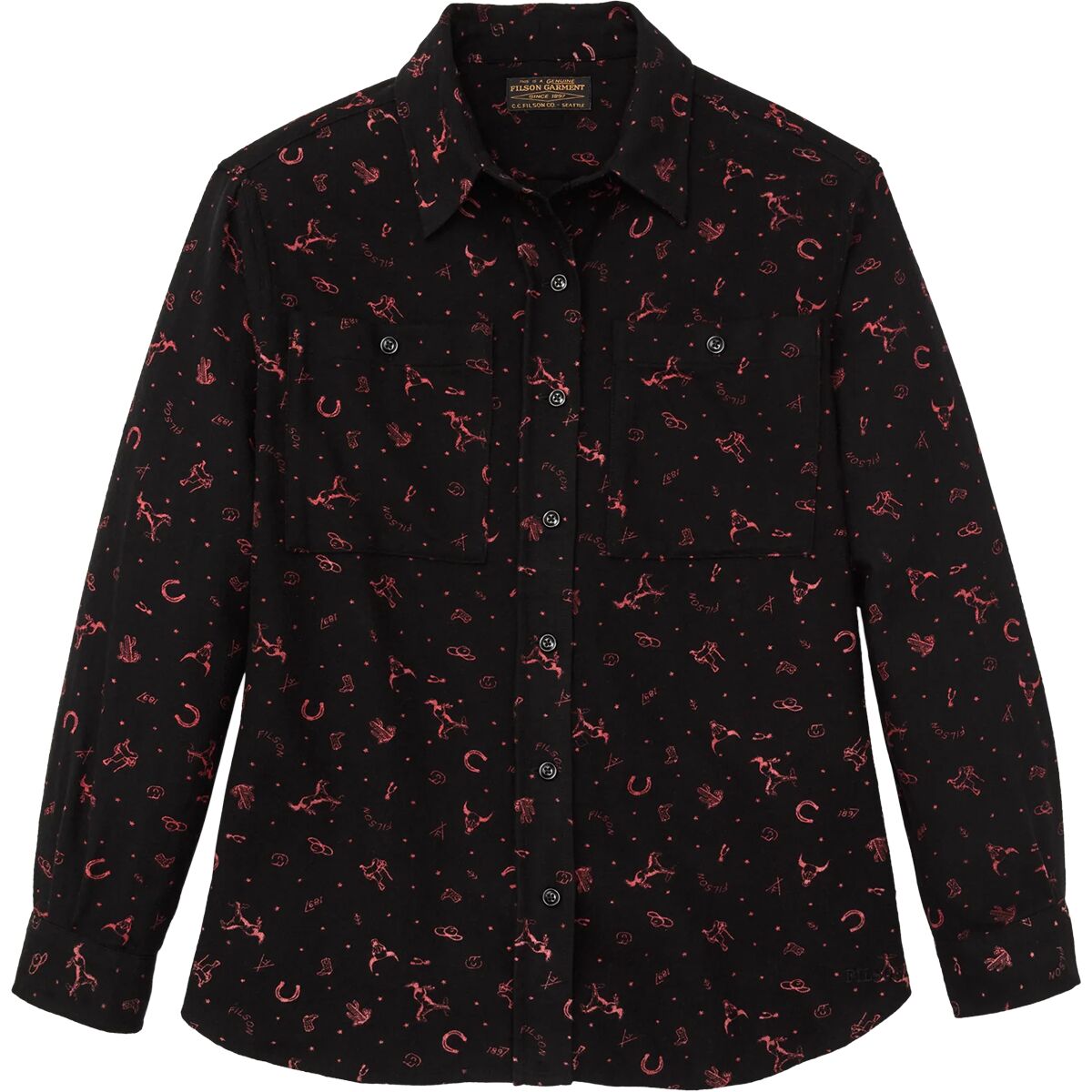 Image of Filson The Rangeland Flannel Shirt - Women's BlackRed, XL