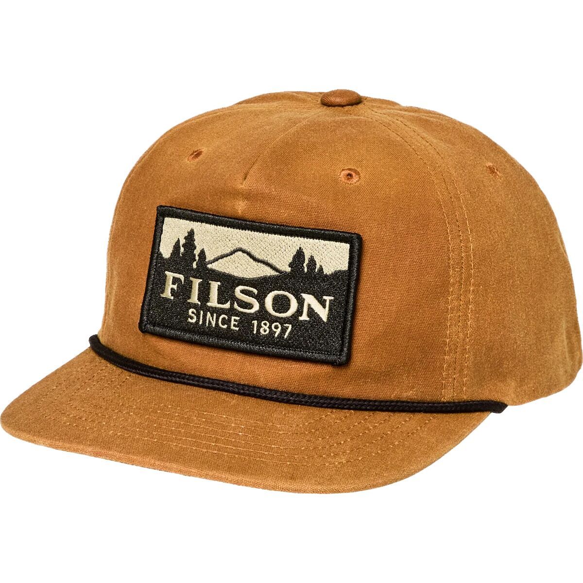 Filson Waxed Trucker Cap + Scenic Patch GoldBrnScn, One Size