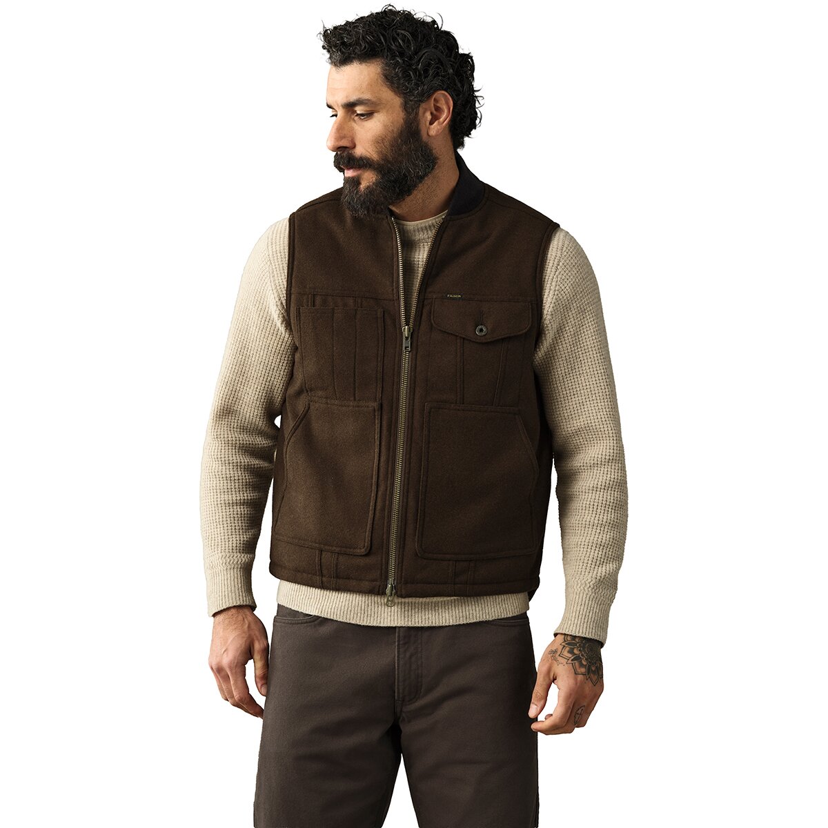 Image of Filson Insulated Wool Work Vest - Men's Beaver Brown, M