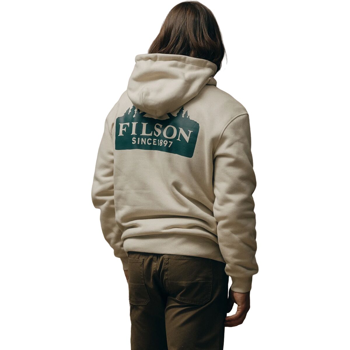Image of Filson Prospector Graphic Hoodie - Men's Cliff Grey/Scenic, S