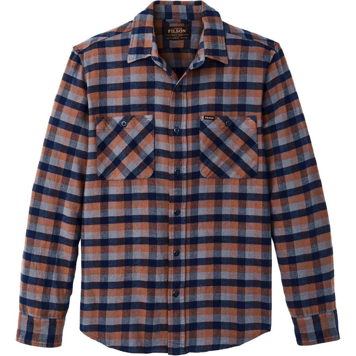 Image of Filson The Rangeland Flannel Shirt - Men's Nacy Orange Multi, XL