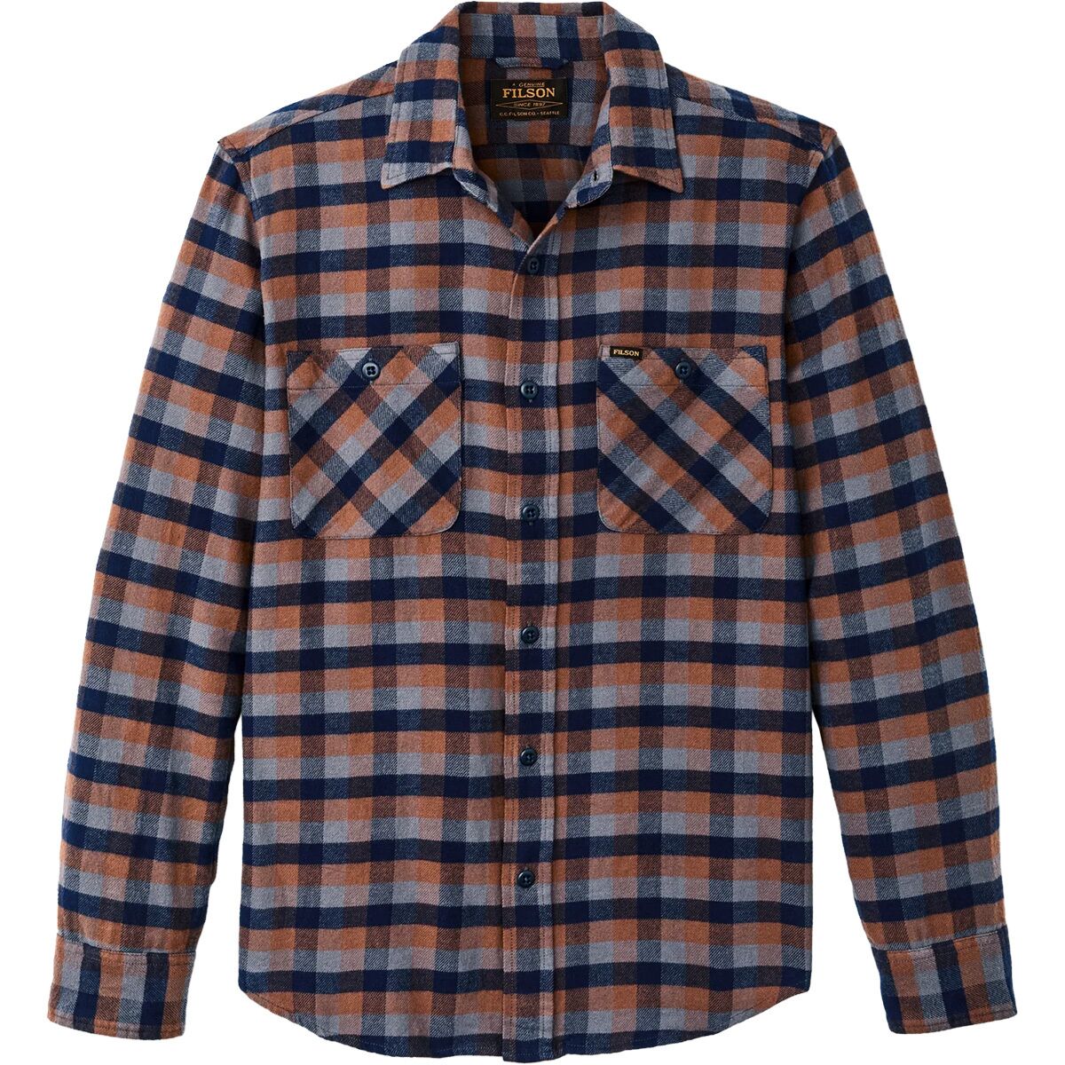 Image of Filson The Rangeland Flannel Shirt - Men's Nacy Orange Multi, S