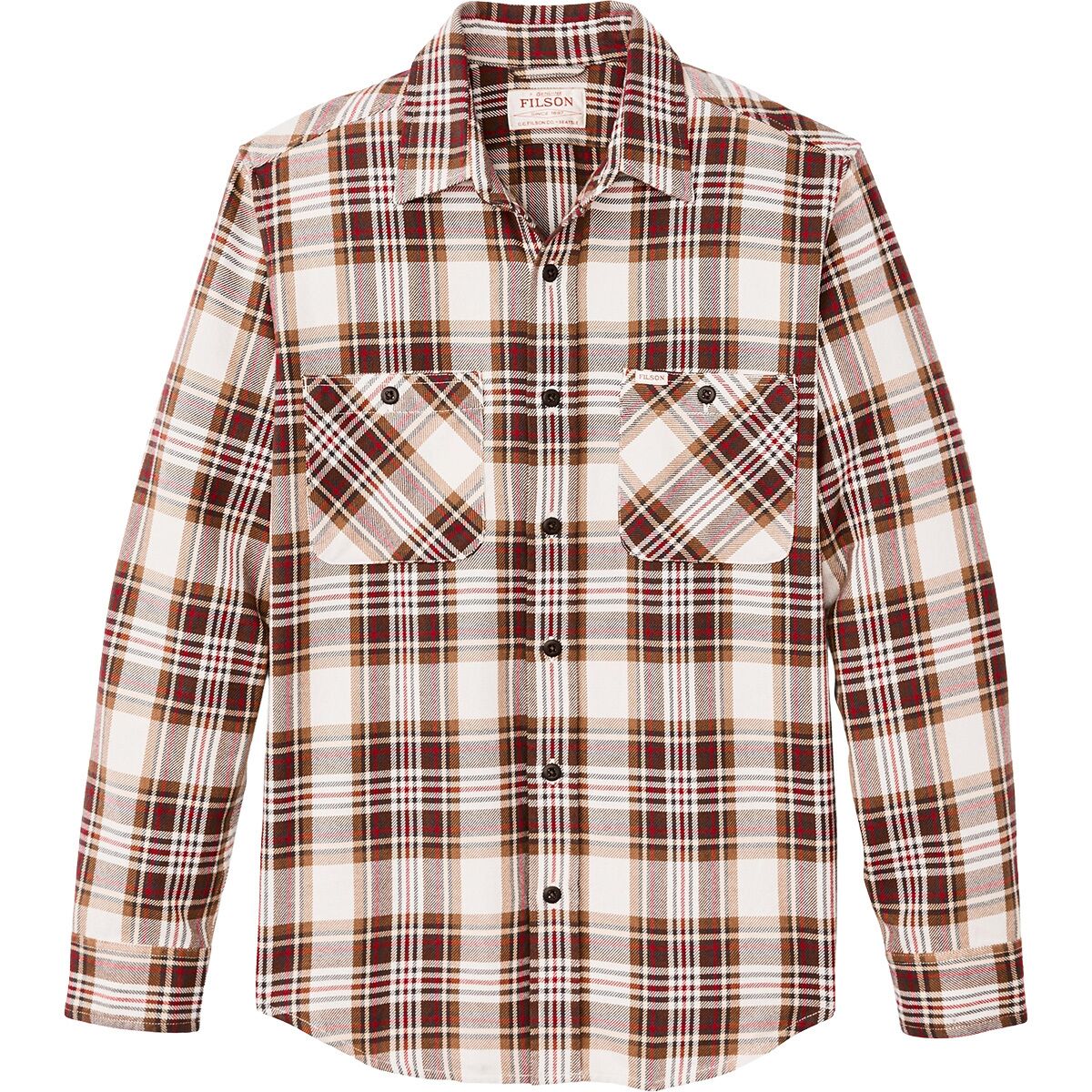 Image of Filson The Rangeland Flannel Shirt - Men's Red Brown, S