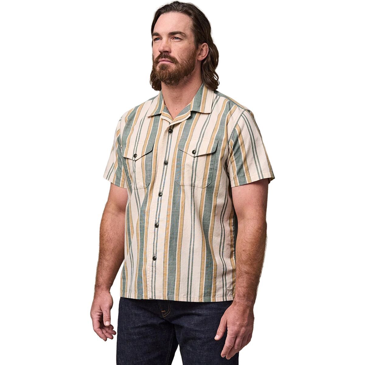 Image of Filson Chambray Camp Short-Sleeve Shirt - Men's Natural/Khaki, XXL