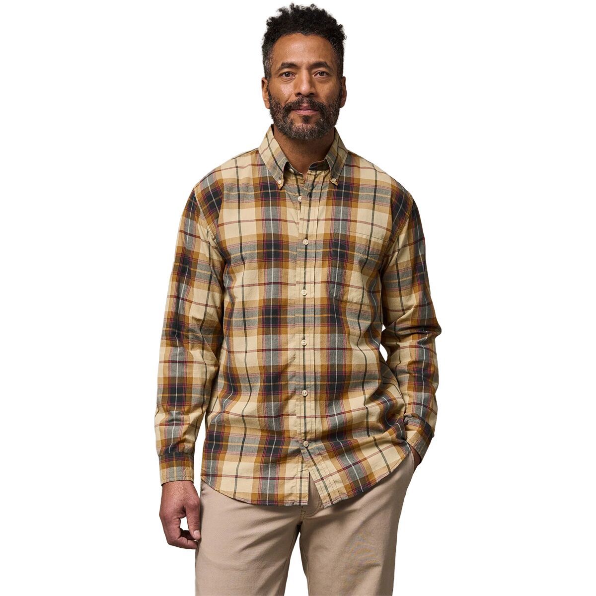 Image of Filson Madras Button-Down Shirt - Men's Tan/Spruce Multicolor, M