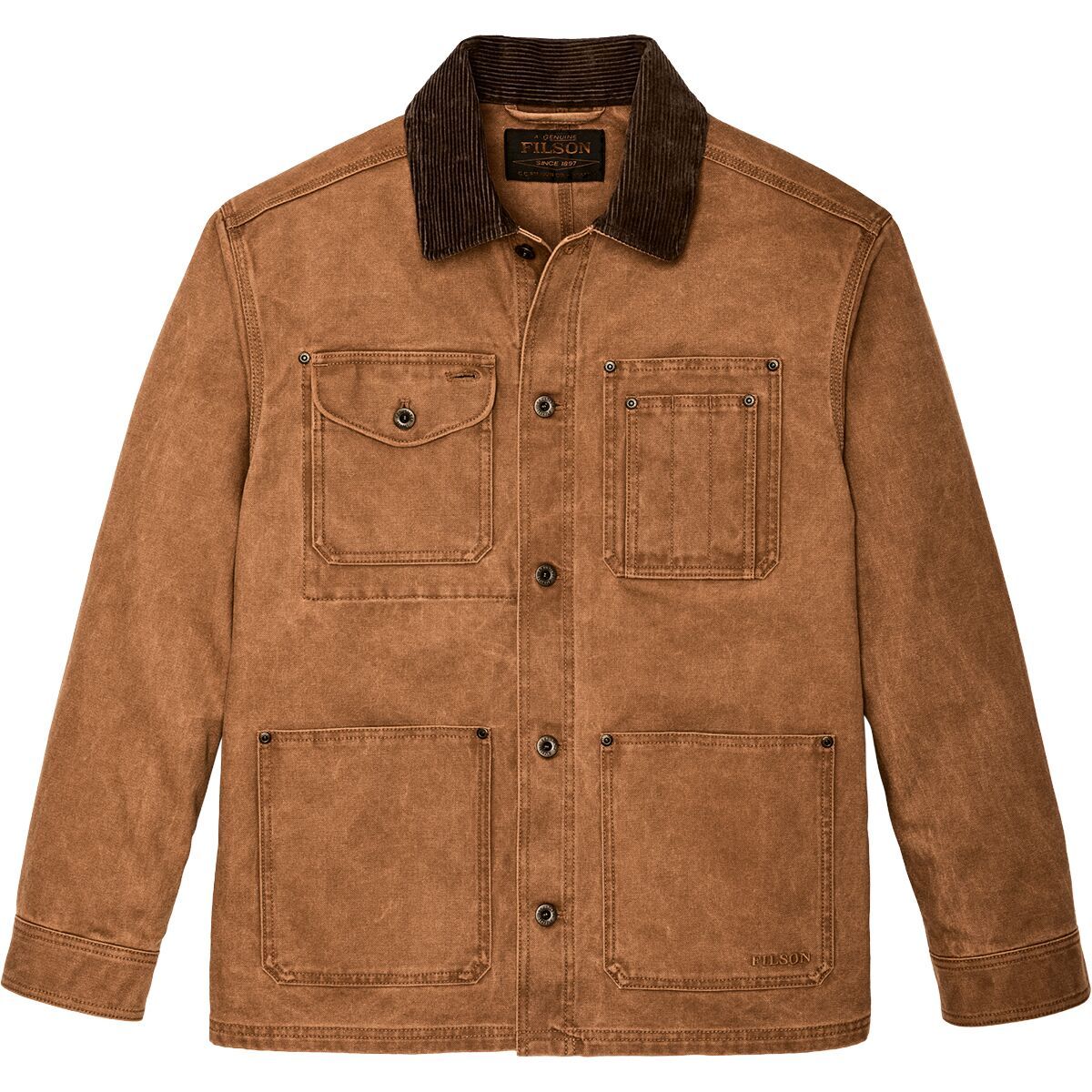 Image of Filson Rustic Canvas Barn Coat - Men's Whiskey, XXL
