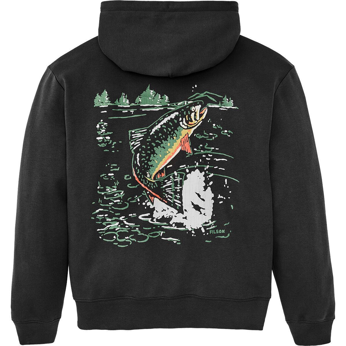 Image of Filson Trout Graphic Hoodie - Men's Faded Black, XL