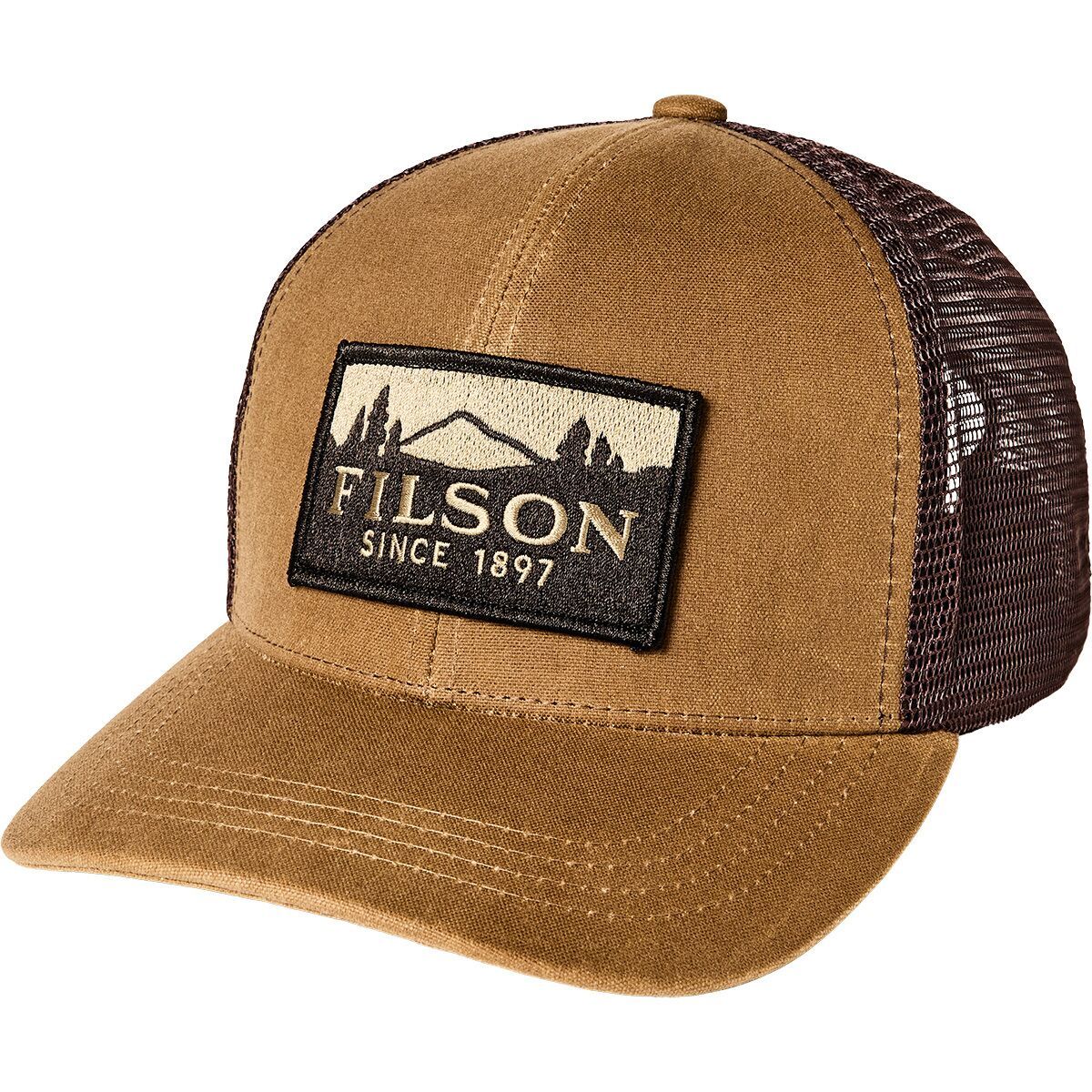 Image of Filson Scenic Waxed Logger Mesh Cap Dark Khaki, One Size