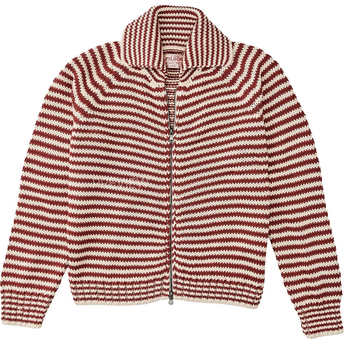 Image of Filson Cotton Full-Zip Cardigan - Women's Brick/Sand Stripe, M