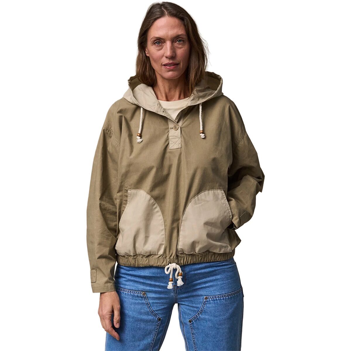 Image of Filson Ranger Hooded Popover - Women's Khaki/Quail Tan, XL