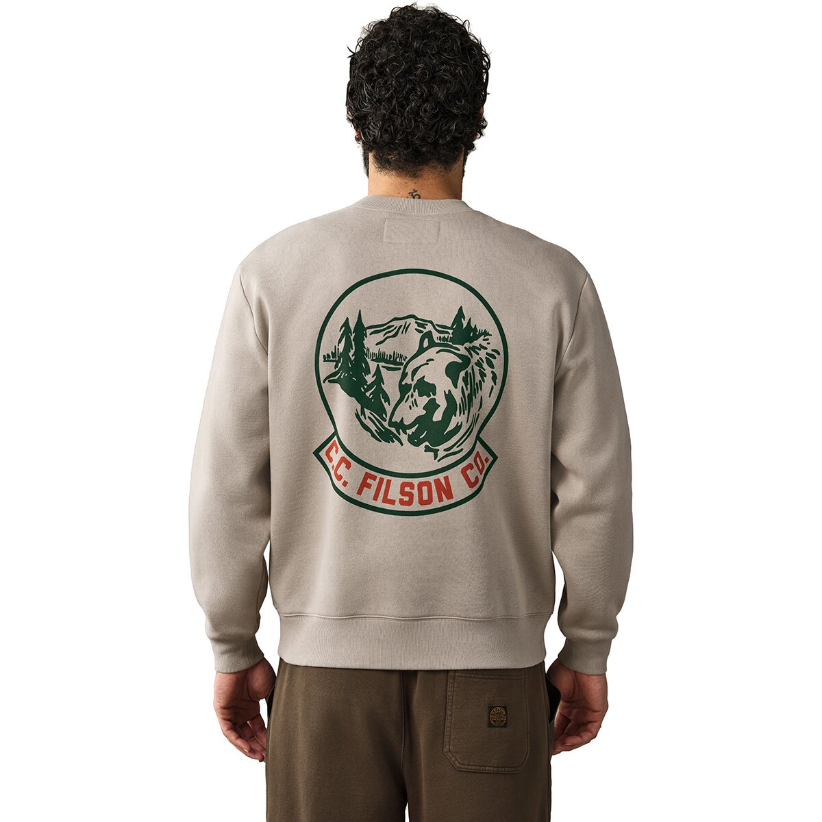 Image of Filson Bear Graphic Crewneck Sweatshirt - Men's Vintage Khaki, M