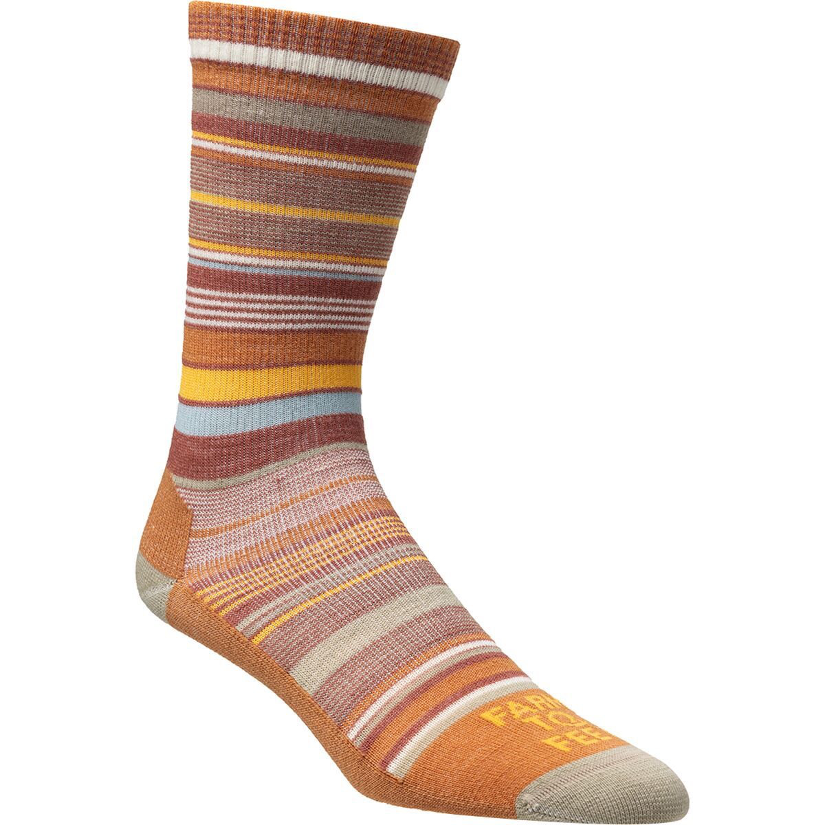 Image of Farm To Feet Ithaca Multi Stripe Sock - Women's Marmalade/Desert Tan, M