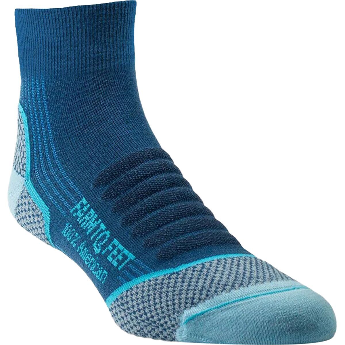 Image of Farm To Feet Damascus Lightweight Technical 1/4 Crew Sock - Men's Denim Blue/Pow Blue, S