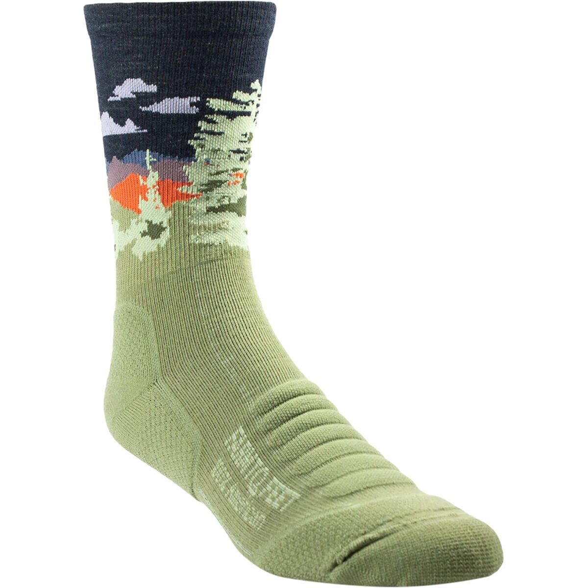 Image of Farm To Feet Cascade Locks Lightweight 3/4 Crew Hiking Sock Mosstone, XL
