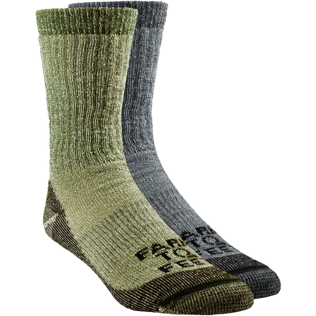 Image of Farm To Feet Boulder Medium Weight Crew Hiking Sock Dark Shadow & Winter Moss, L