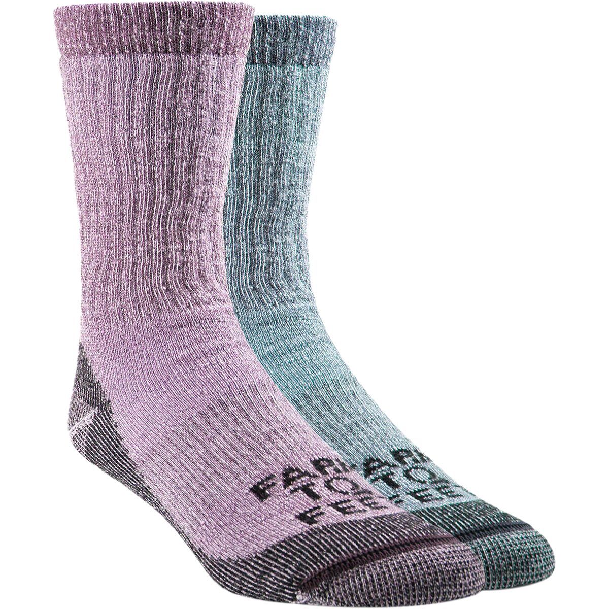 Image of Farm To Feet Boulder Medium Weight Crew Hiking Sock Lavendula & Niagra Blue, M