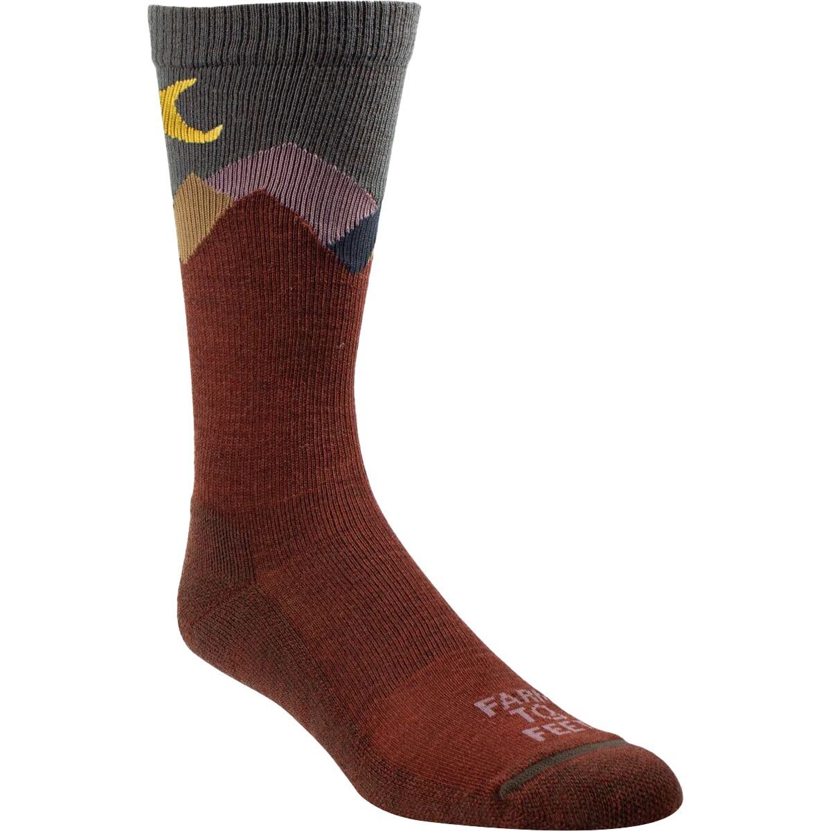 Image of Farm To Feet Maricopa Crew Midweight Hiking Sock Mahogany, L