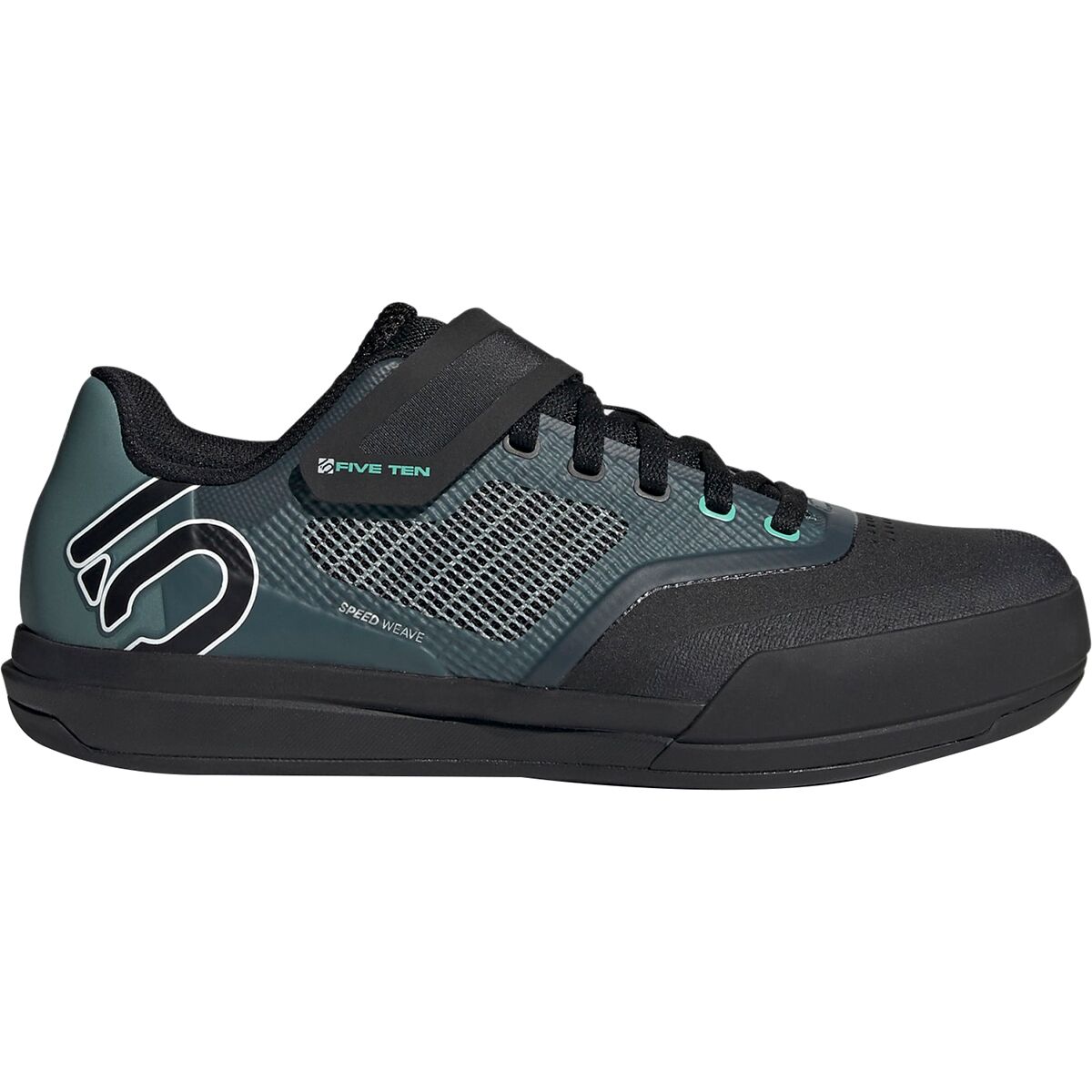 Five Ten Five Ten Hellcat Pro Cycling Shoe - Women's Core Black/Crystal White/Hazy Emerald, 5.0
