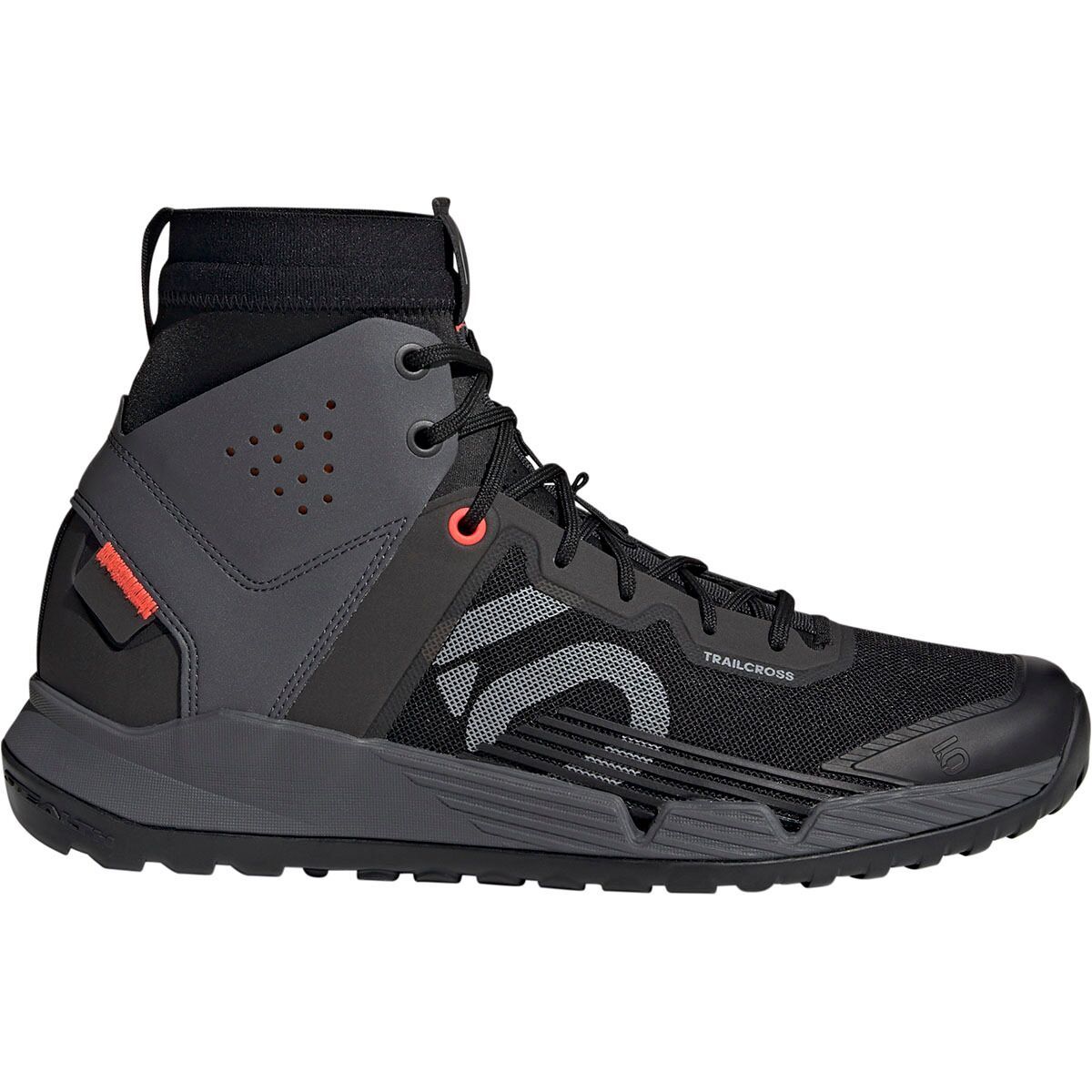 Image of Five Ten Trailcross Mid Pro Mountain Bike Shoe Core Black/Grey Two/Solar Red, Mens 9.0/Womens 10.0