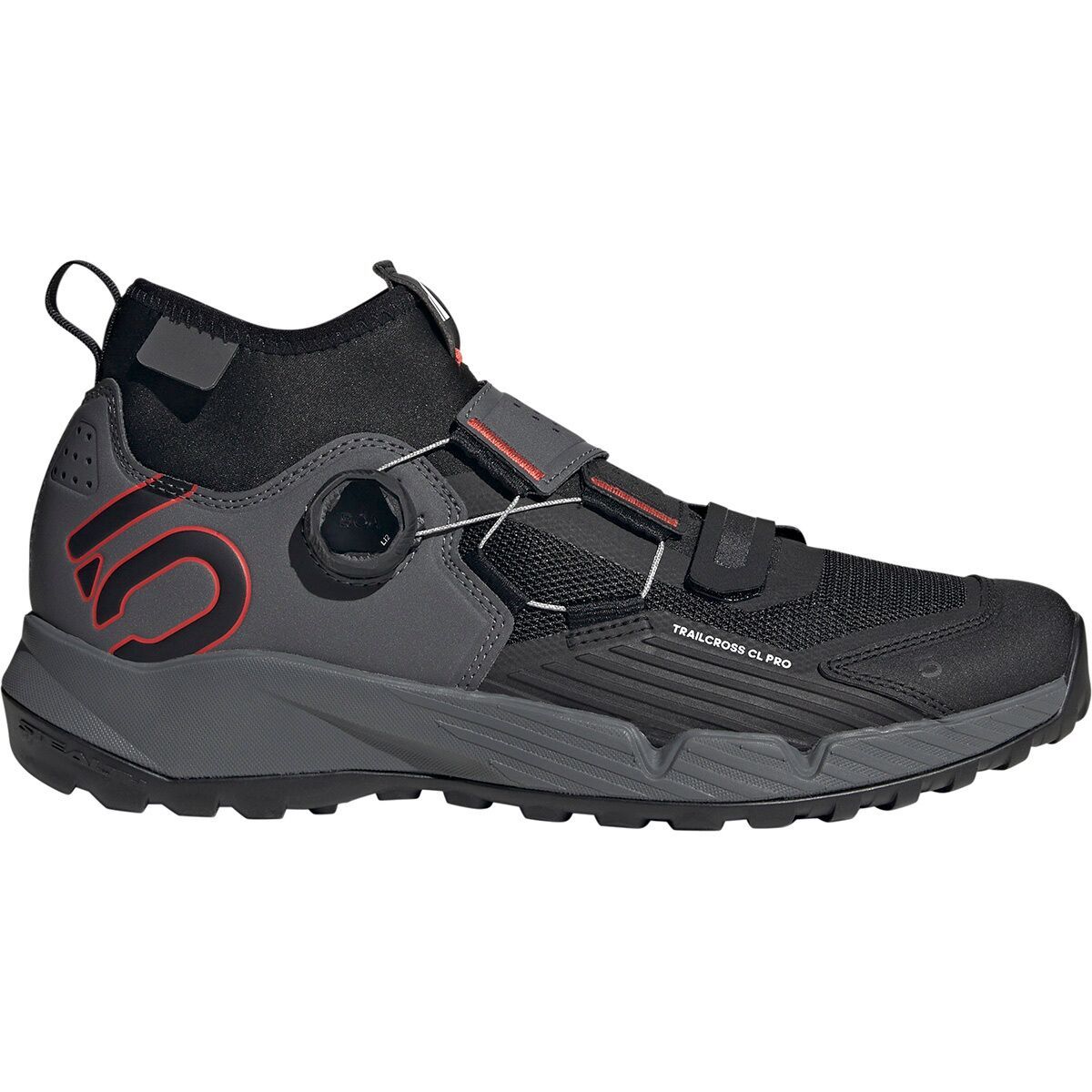 Image of Five Ten Trailcross Pro Clip-In Cycling Shoe - Men's Grey Five/Core Black/Red, 8.0