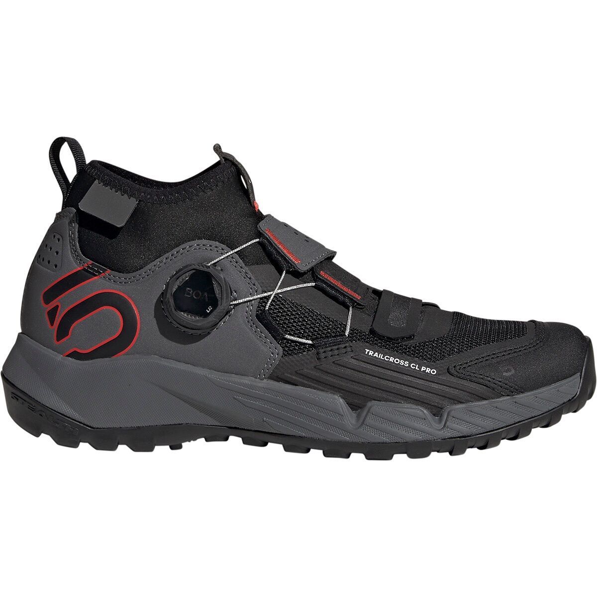 Image of Five Ten Trailcross Pro Clip-In Cycling Shoe - Women's Grey Five/Core Black/Red, 7.0