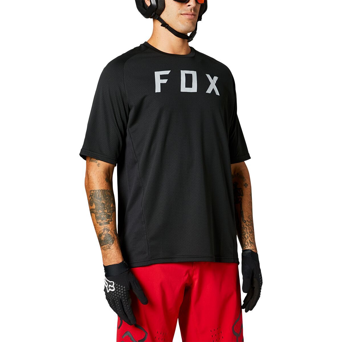 Fox Racing Defend Short-Sleeve Jersey - Men's Black/White Logo, XL