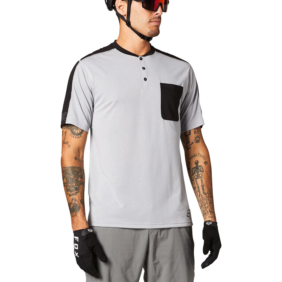 Image of Fox Racing Ranger Dri-Release Henley Short-Sleeve Jersey - Men's Steel Grey, S