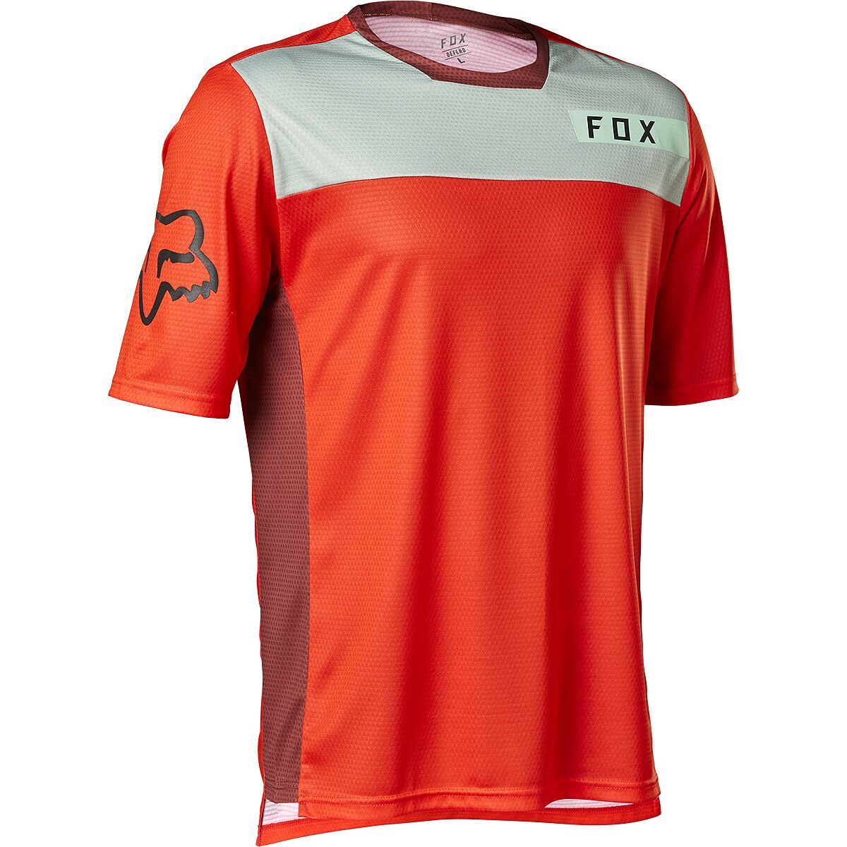 Fox Racing Defend Short-Sleeve Jersey - Men's Moth Fluorescent Red, S