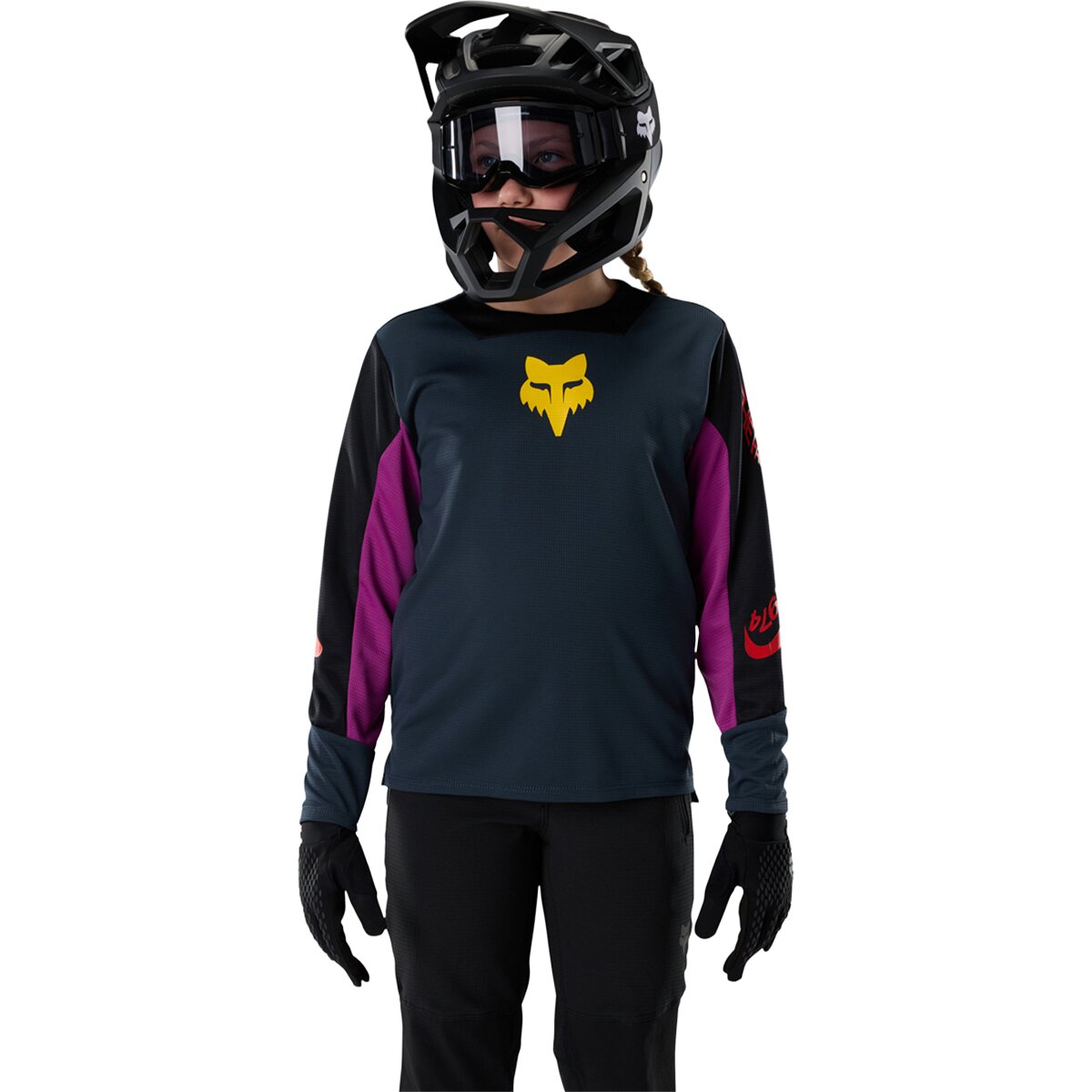 Image of Fox Racing Defend Long-Sleeve Jersey - Kids' Galaxy Blue Creation, L