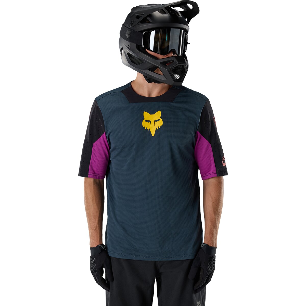 Image of Fox Racing Defend Short-Sleeve Jersey - Men's Galaxy Blue Creation, M