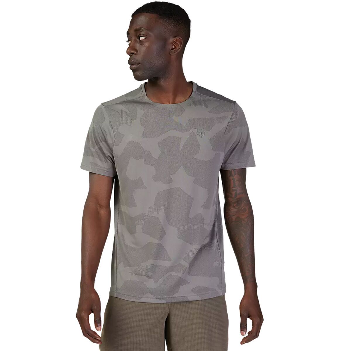 Image of Fox Racing Rep Short-Sleeve Jacquard Top - Men's Charcoal Camo, M