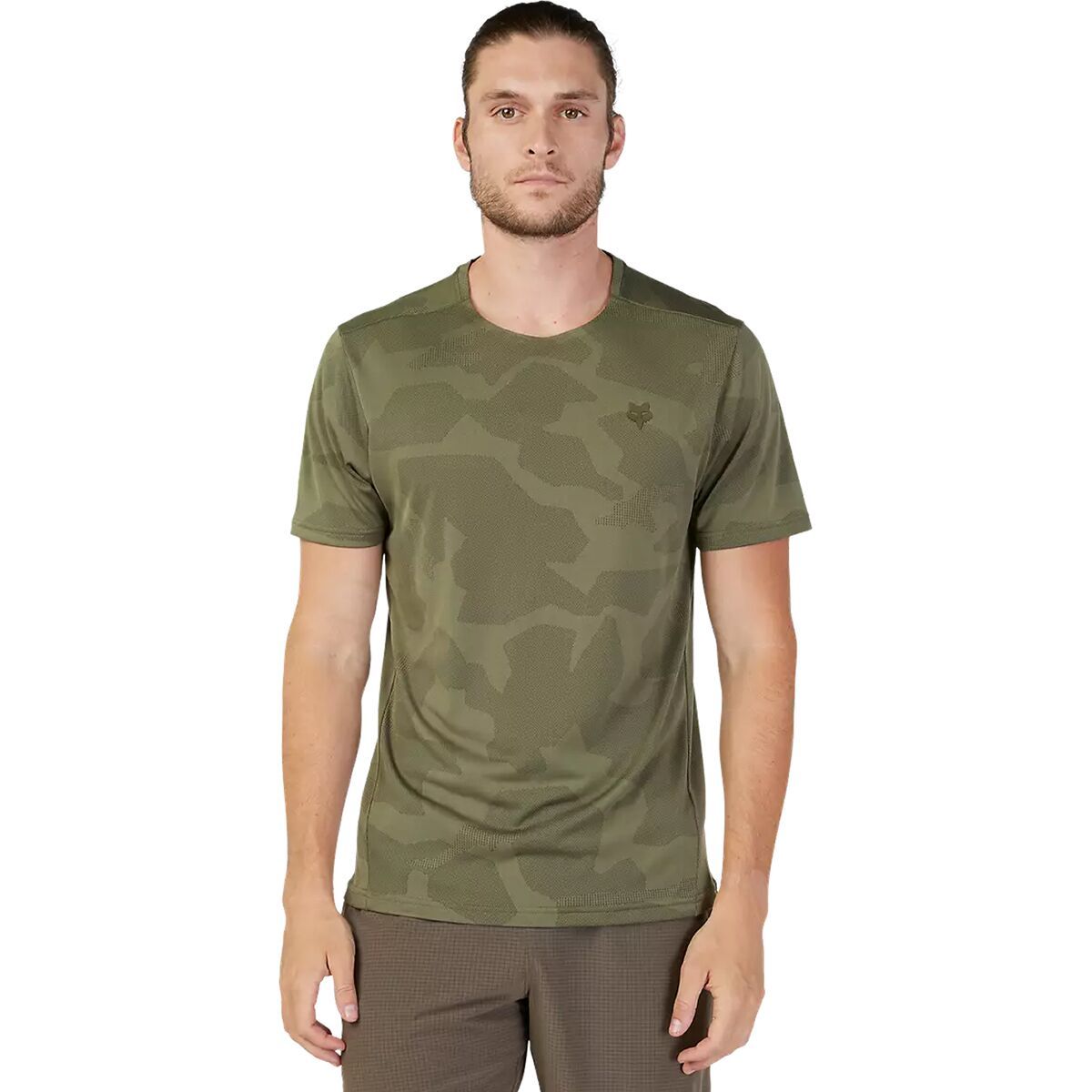 Image of Fox Racing Rep Short-Sleeve Jacquard Top - Men's Olive Camo, XL